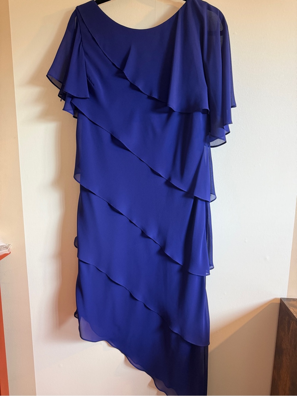 Joseph Ribkoff Royal Blue Layered Chiffon Cocktail Dress Size Tag Missing M/L